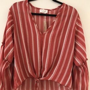 Women’s Blouse size M Orange Striped wide sleeve